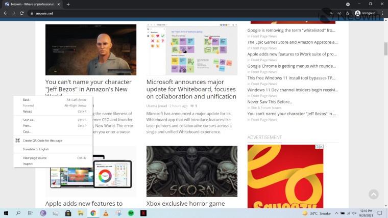 A screenshot of a context menu in Google Chrome