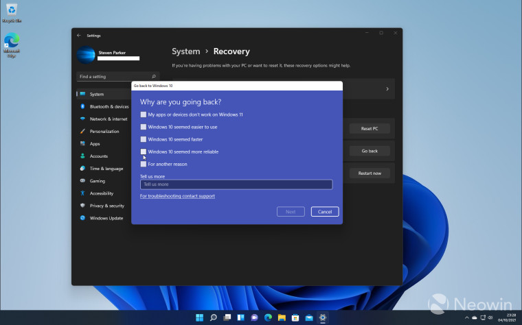 go back to windows 10 screenshots