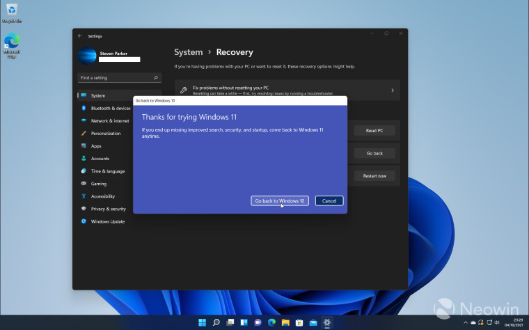go back to windows 10 screenshots