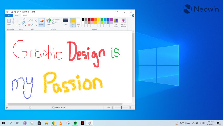 A screenshot of Paint open on the Windows 10 desktop