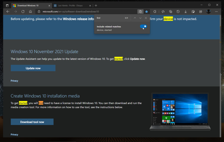 edge canary screenshots