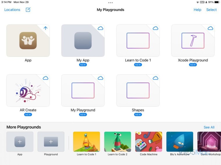 Screenshots from the Swift Playgrounds 4 leak