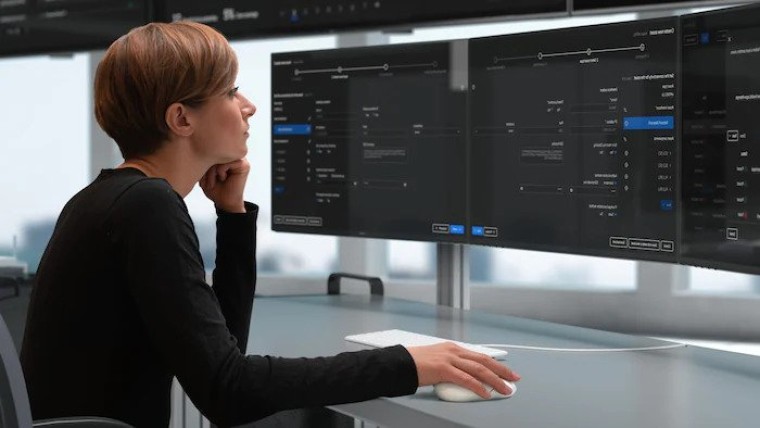 Woman monitoring Ericsson security manager