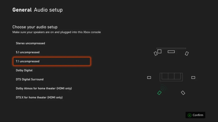 Xbox Dashboard with the Audio Setup Wizard UI