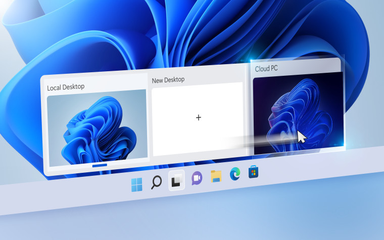 A Taskbar switching between local and cloud PC