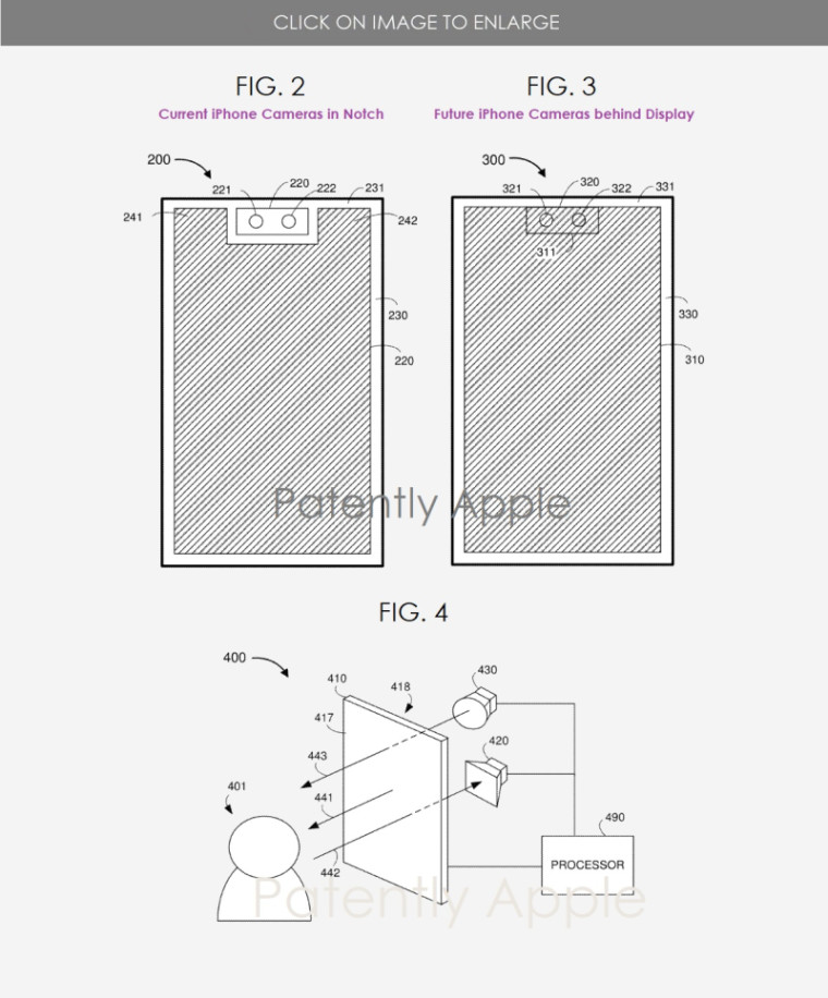 iPhone camera and display patent