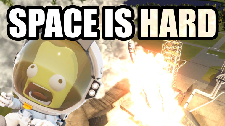 Kerbal Space Program 2 screenshot with Space is Hard text on top