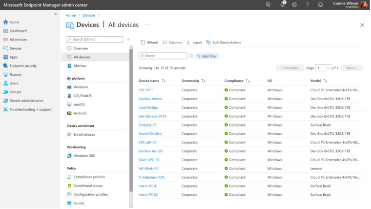 A screenshot of the Microsoft Dev Box portal